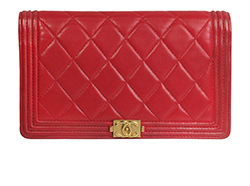 Chanel Boy Long Wallet, Lambskin, Red, 21141897 (2016), AC, DB, 2*